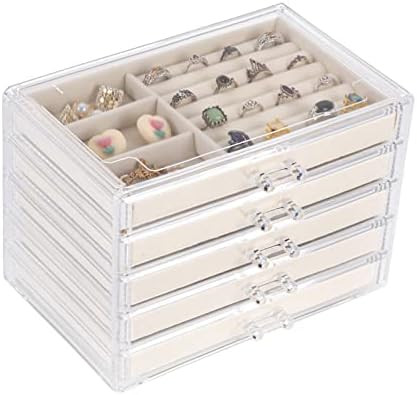 Cq acrylic Jewelry Organizer With 5 Drawers Clear Acrylic Jewelry Box Gift for Women Mens kids an... | Amazon (CA)