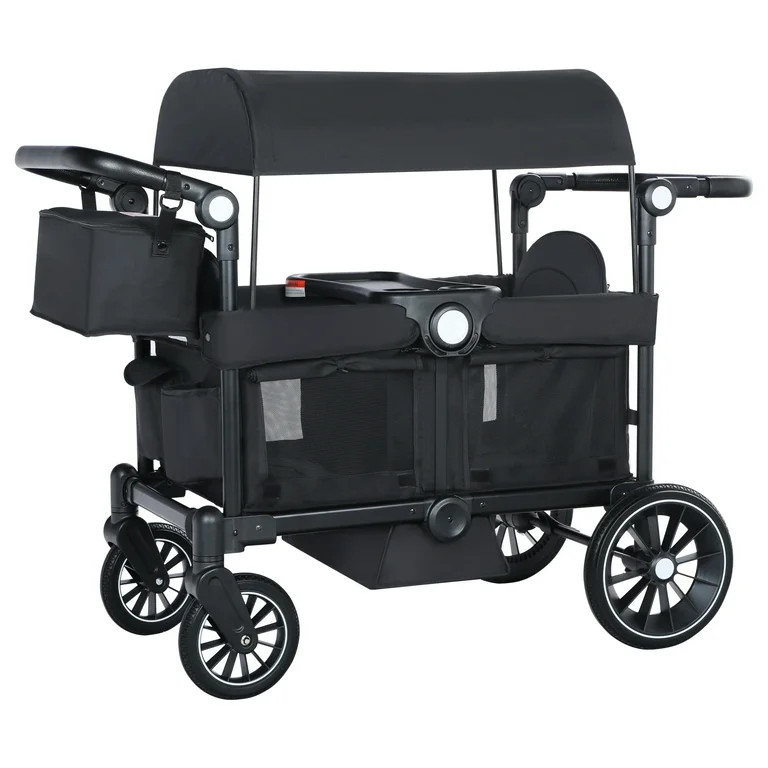 AILEEKISS Collapsible Wagon Stroller for 2 Toddlers with Adjustable Canopy, 44 Pounds, Black | Walmart (US)