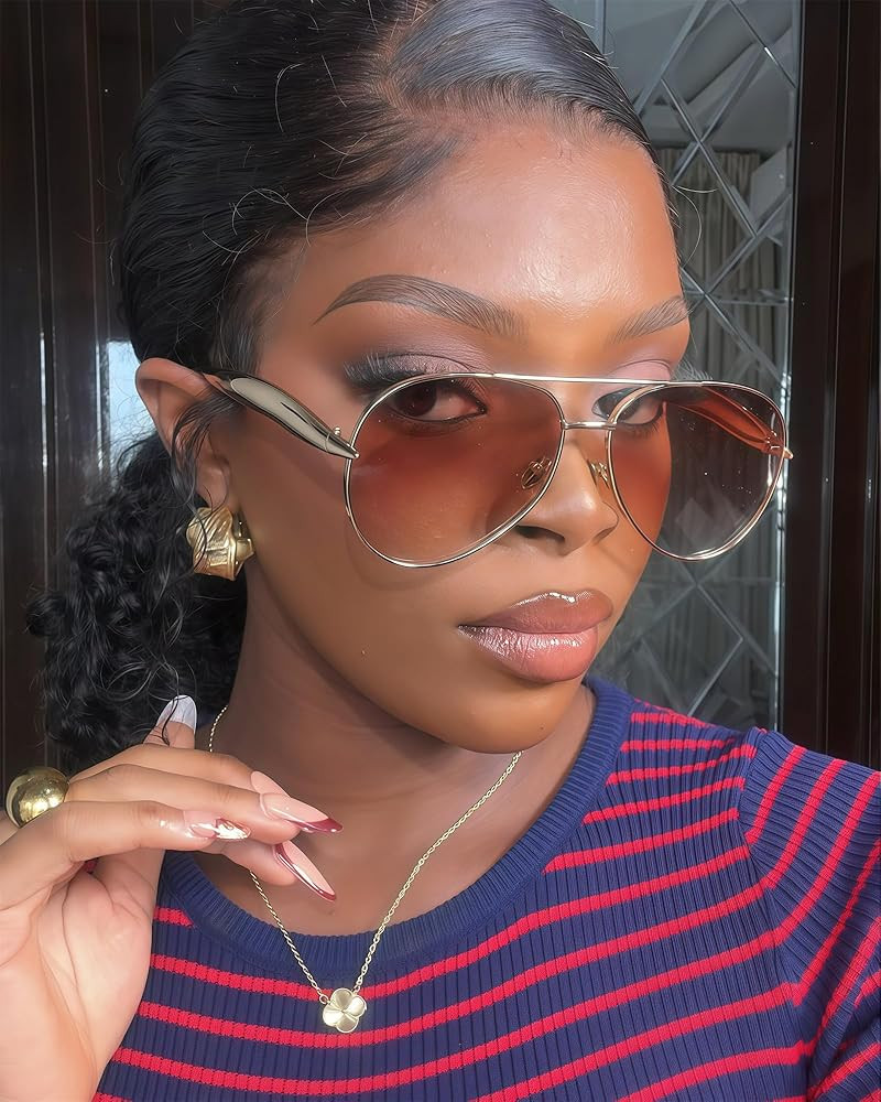 GUVIVI Retro Gold Aviator Sunglasses for Women Men, 2026 Metal Oversized 70s Aviators Sun Glasses | Amazon (US)