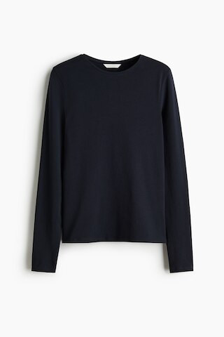 H & M - Fitted Cotton Top - Blue | H&M (US + CA)