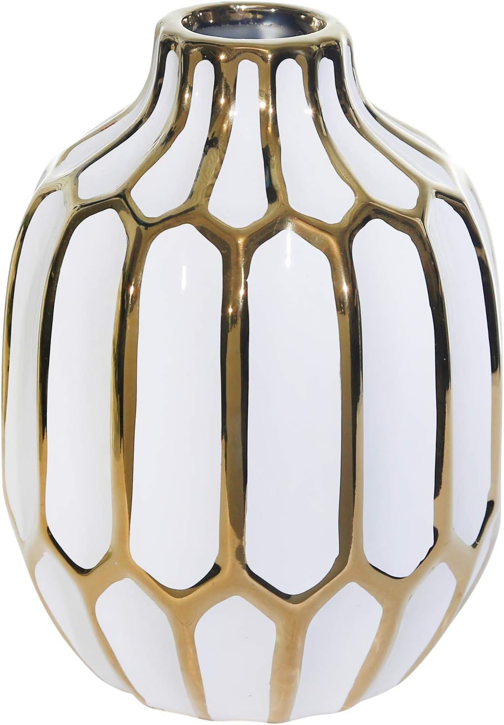 Sagebrook Home 12540-04 Ceramic Vase 8", White/Gold, 5.75 x 5.75 x 8 inches | Amazon (US)