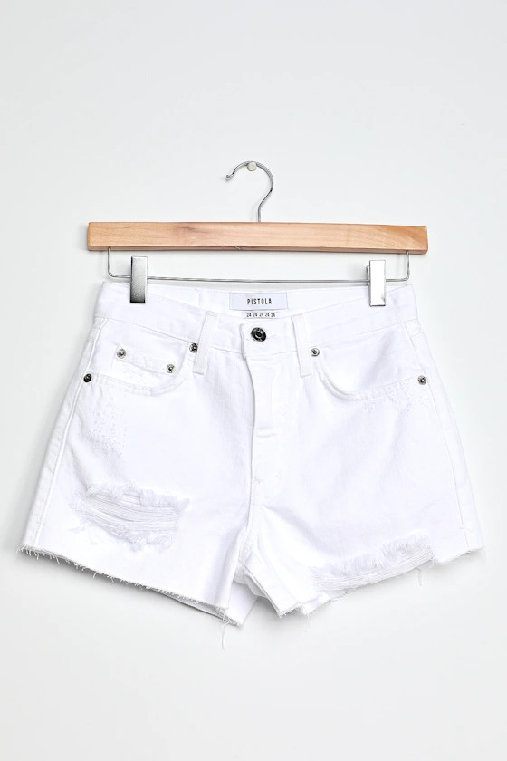 Nova White Distressed High-Rise Cutoff Shorts | Lulus (US)