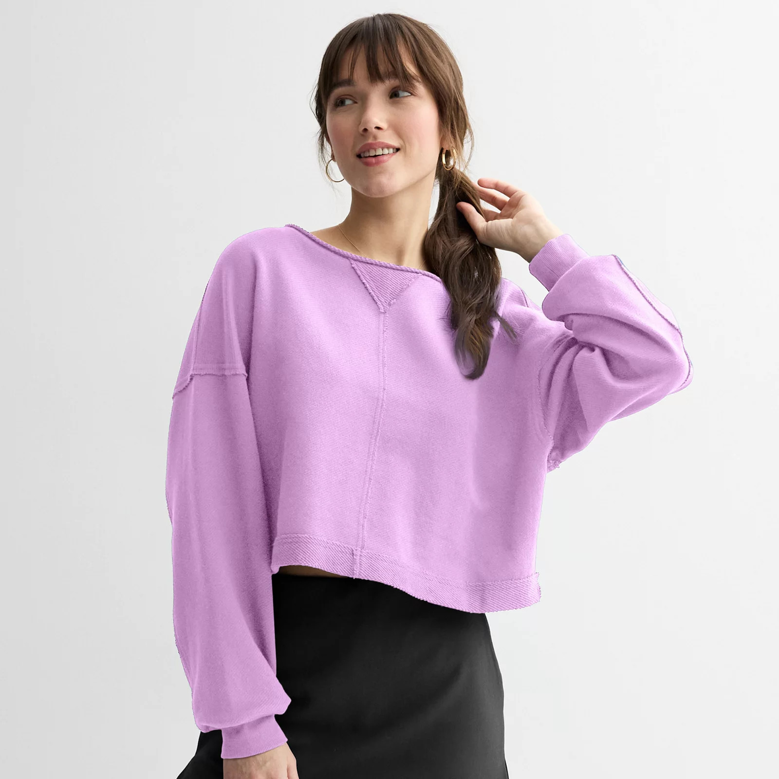 Juniors' SO® Beachy Terry Crewneck Top, Girl's, Size: Large, Little Purple | Kohl's