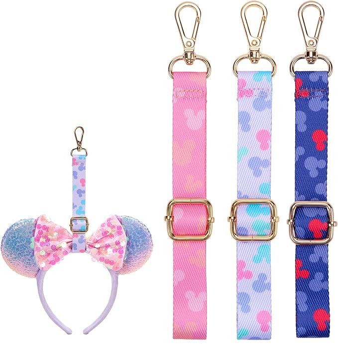 3PCS Mouse Ear Holder for Backpack Theme Park Trip Essentials Bag Charm Adjustable Keychain Lanya... | Amazon (US)