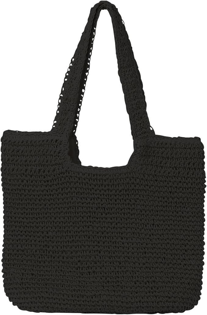 Beach Bags for Women - Summer Soft Large Woven Shoulder Purse Handbag, Beach Tote Straw Bag for S... | Amazon (US)