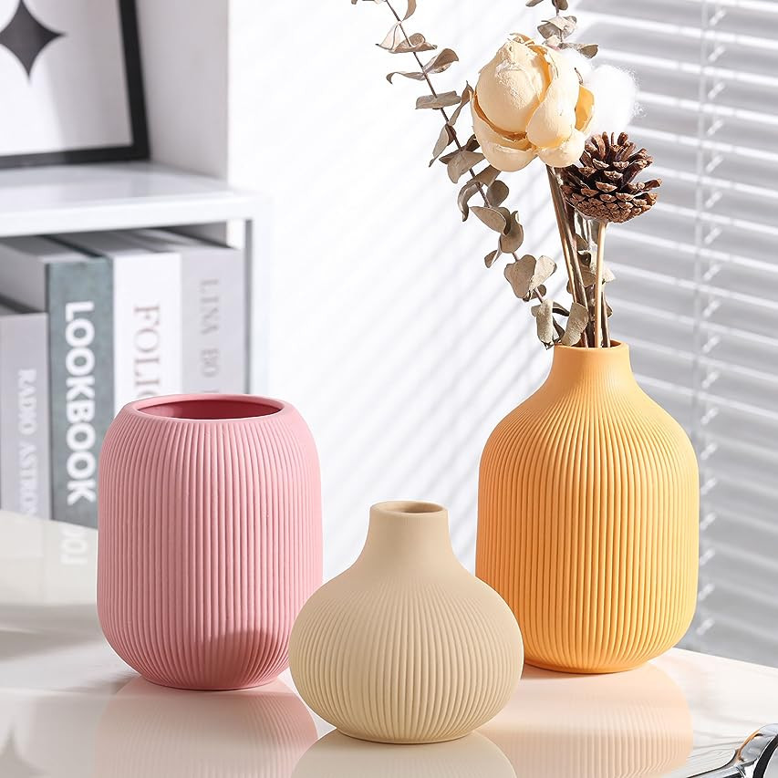 Ceramic Vase for Decor,Small Boho Vases Set for Home Decor,Modern Minimalist Farmhouse Decor,Deco... | Amazon (US)