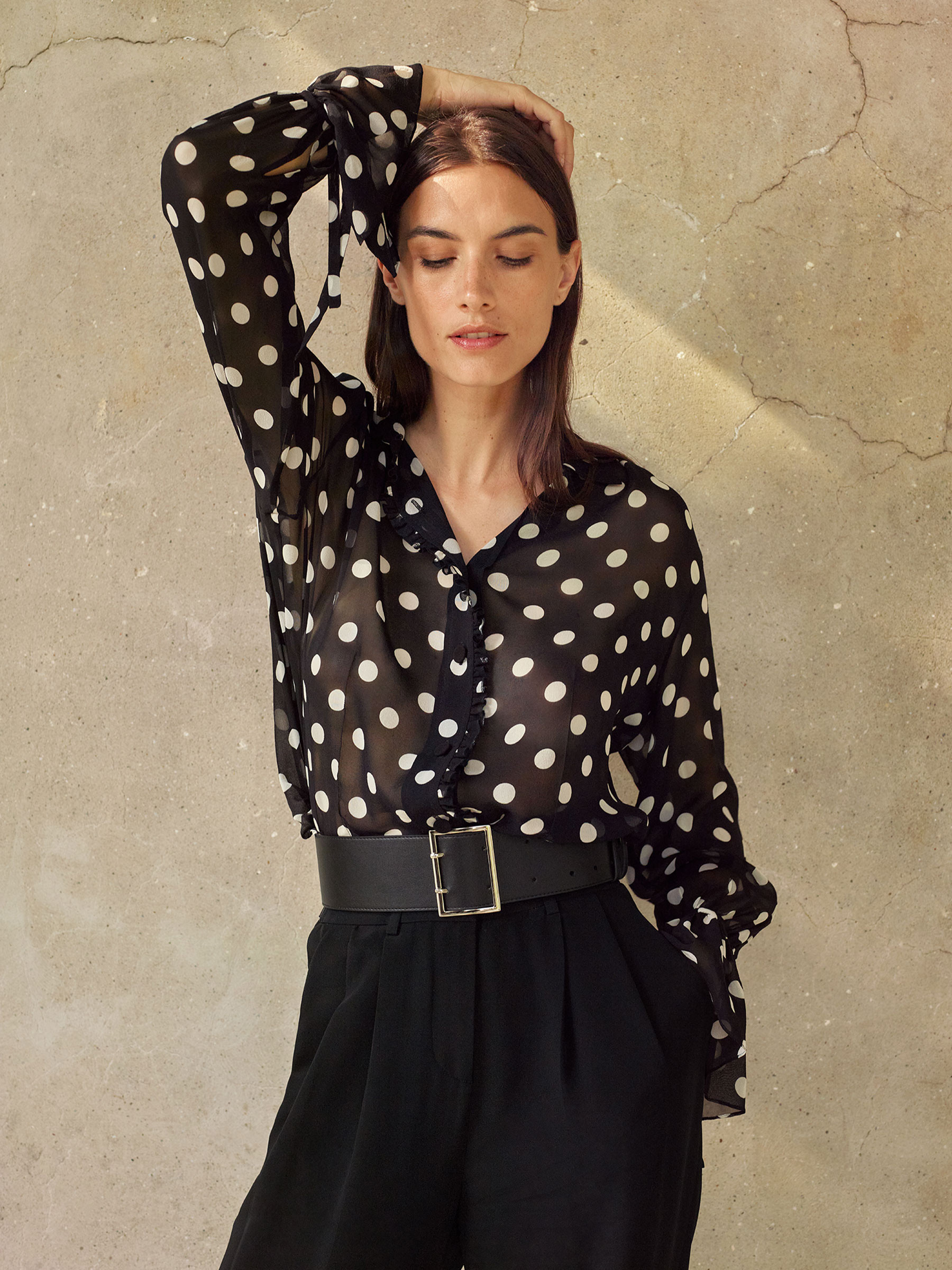 Polka Dots Georgette Blouse | LilySilk