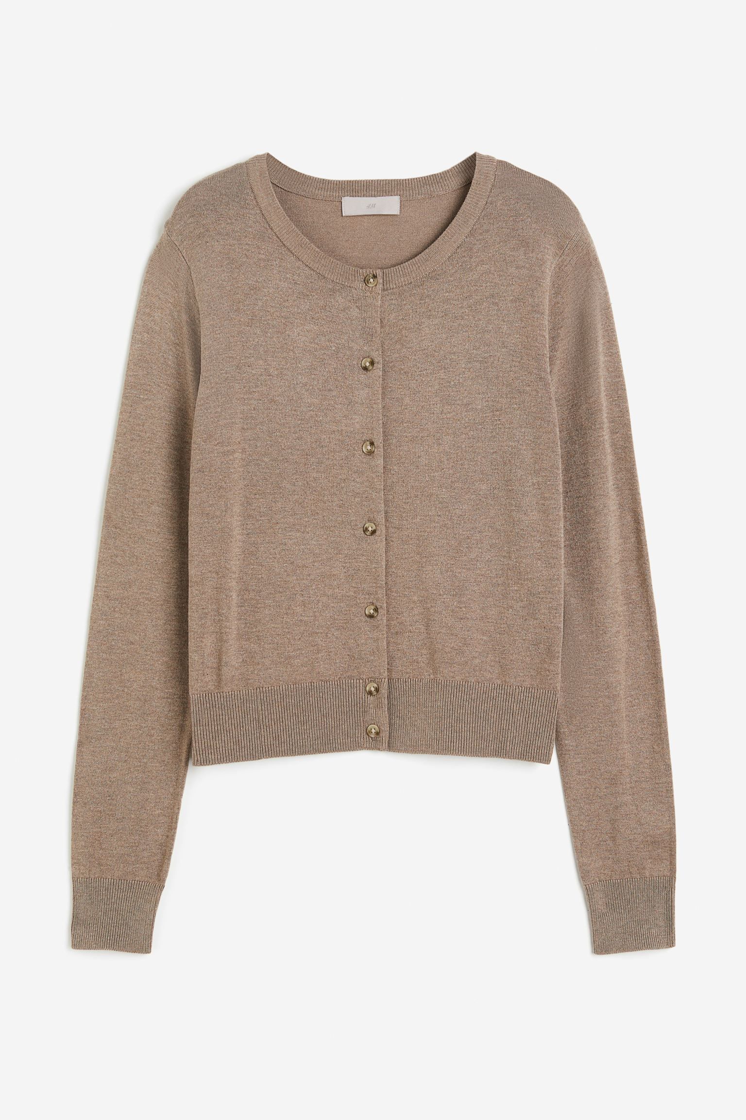 Fine-knit Cardigan - Dark beige melange - Ladies | H&M US | H&M (US)