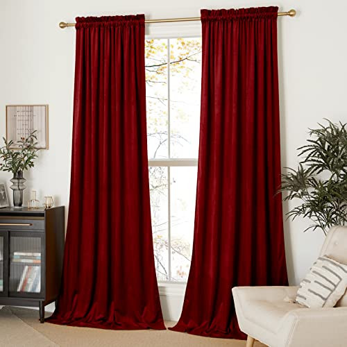NICETOWN Red Velvet Curtains and Drapes for Bedroom, Home Decor Panels for Home Theatre/Film Room... | Amazon (US)