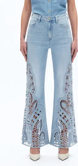 High Waist Embroidered Wide Leg Jeans | Nordstrom