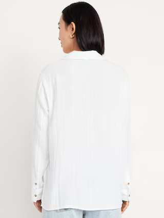 Crinkle Gauze Button-Down Boyfriend Shirt | Old Navy | Old Navy (US)