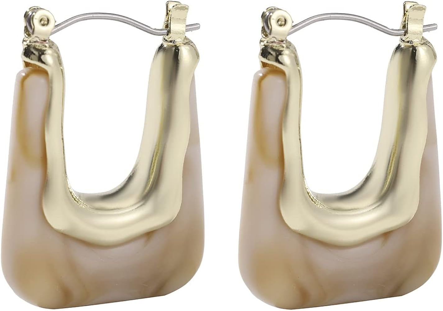 Acrylic Resin U Shape Hoop Earrings Bohemian Geometric Minimalist Huggie Earring Statement Rectan... | Amazon (US)