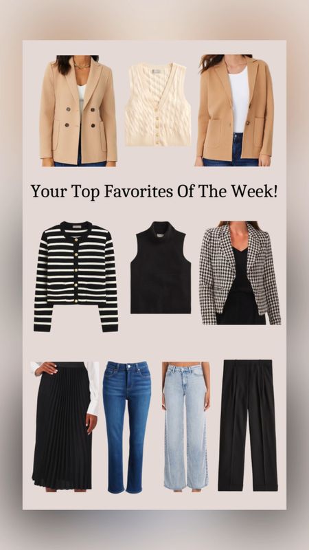 Your top favorite items of the week!

Your favorite items are all fall trends like blazers, jeans, trousers, vests, pleated skirts and lady jackets! 


#LTKFind #LTKover40 #LTKSeasonal