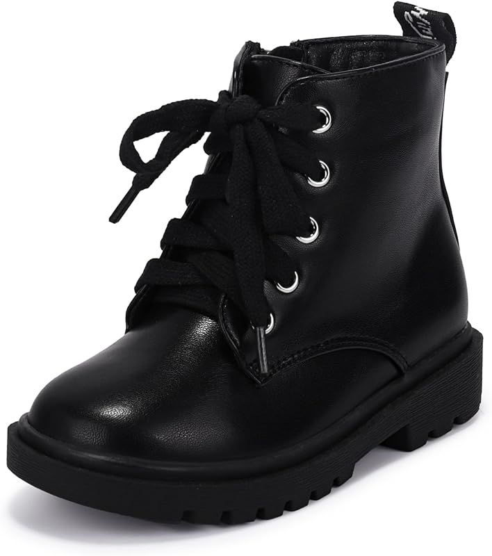 PANDANINJIA Christina Boys Girls Short Ankle Boots Fashion Dress Booties Waterproof Combat Shoes ... | Amazon (US)