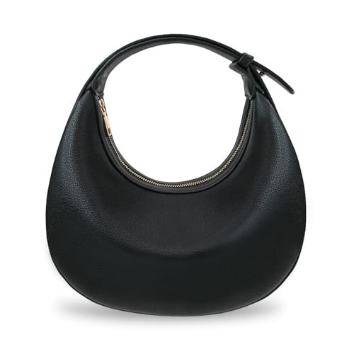 Women Crescent Shoulder Handbag-Large Capacity Crossbody Hobo Purse, Trendy Crescent Bag Clutch Handbag with Adjustable Strap (A-Black) | Amazon (US)