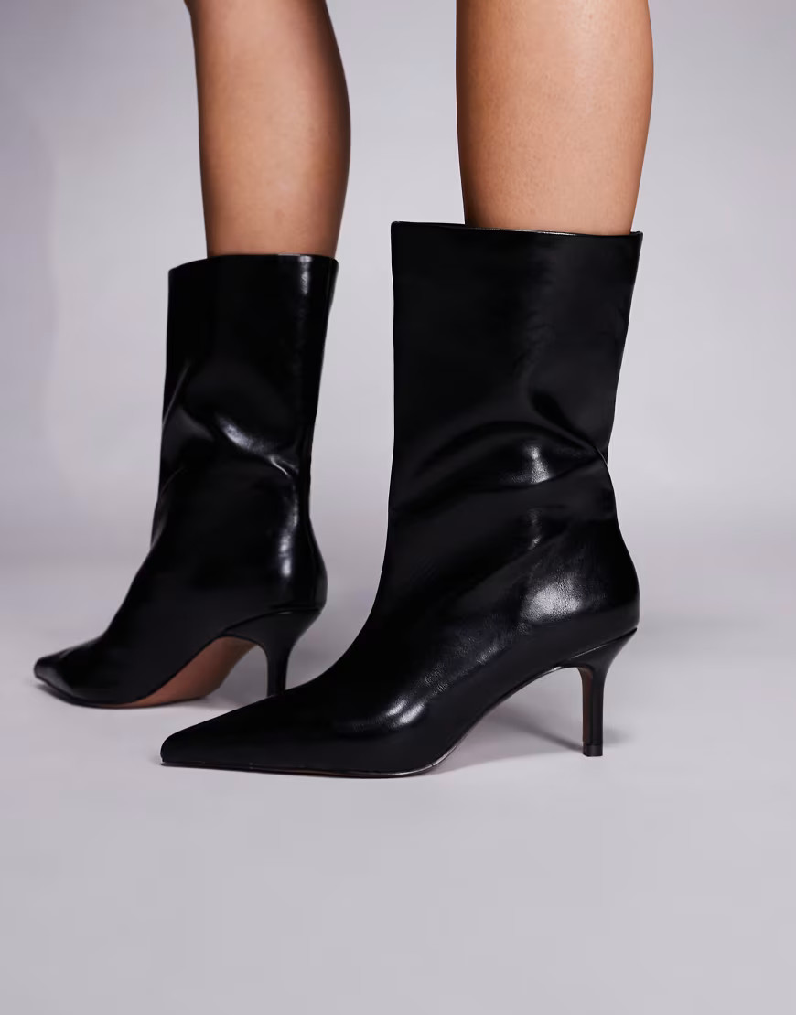 ASOS DESIGN Candi wide leg pull-on boots in black | ASOS (Global)