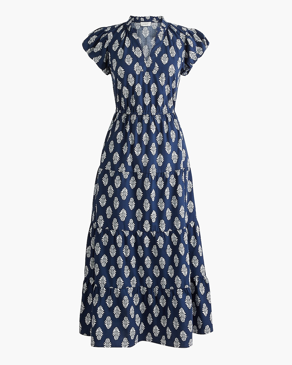 Petite V-neck puff-sleeve maxi dress | J.Crew Factory