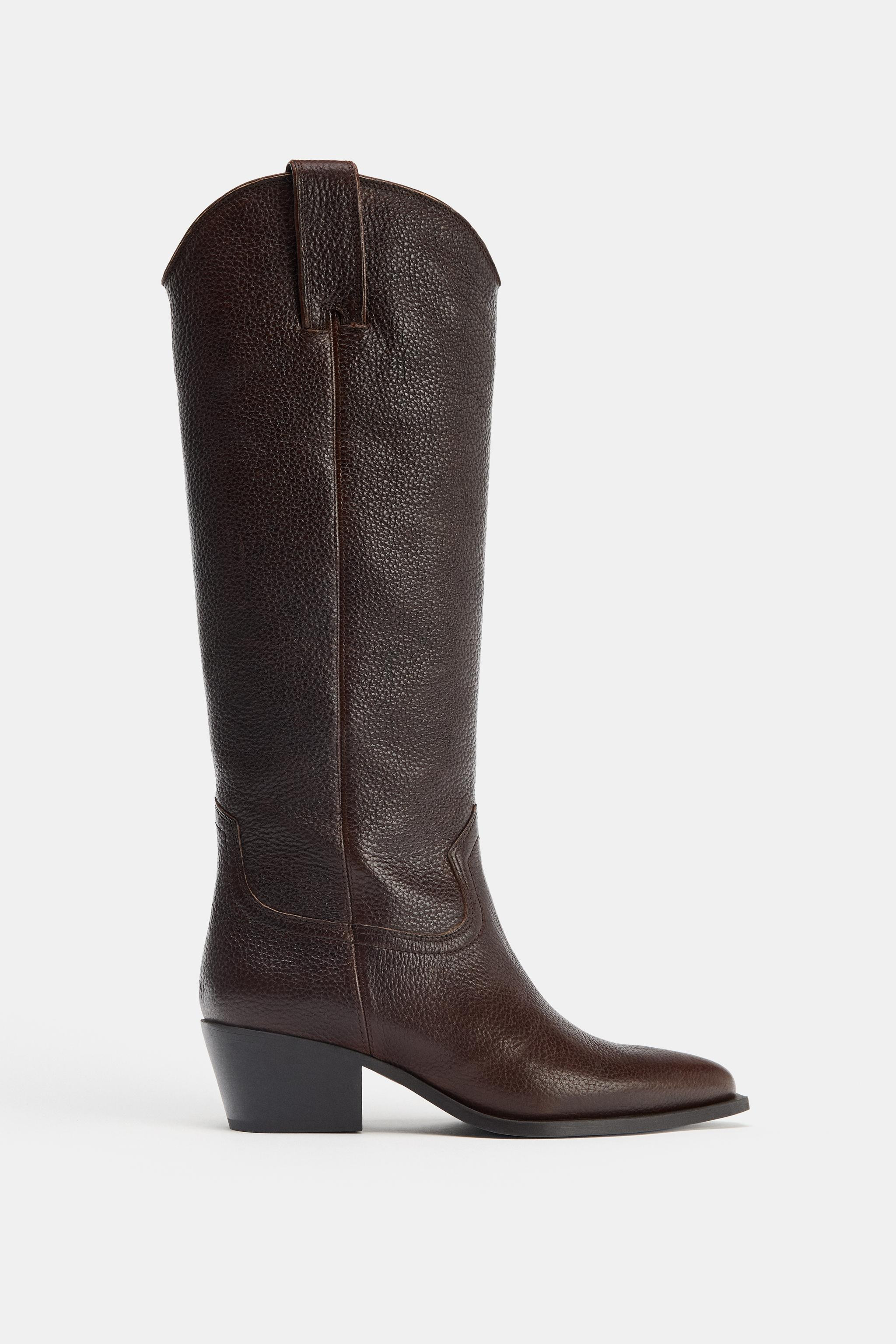 LEATHER HIGH BOOTS | Zara US