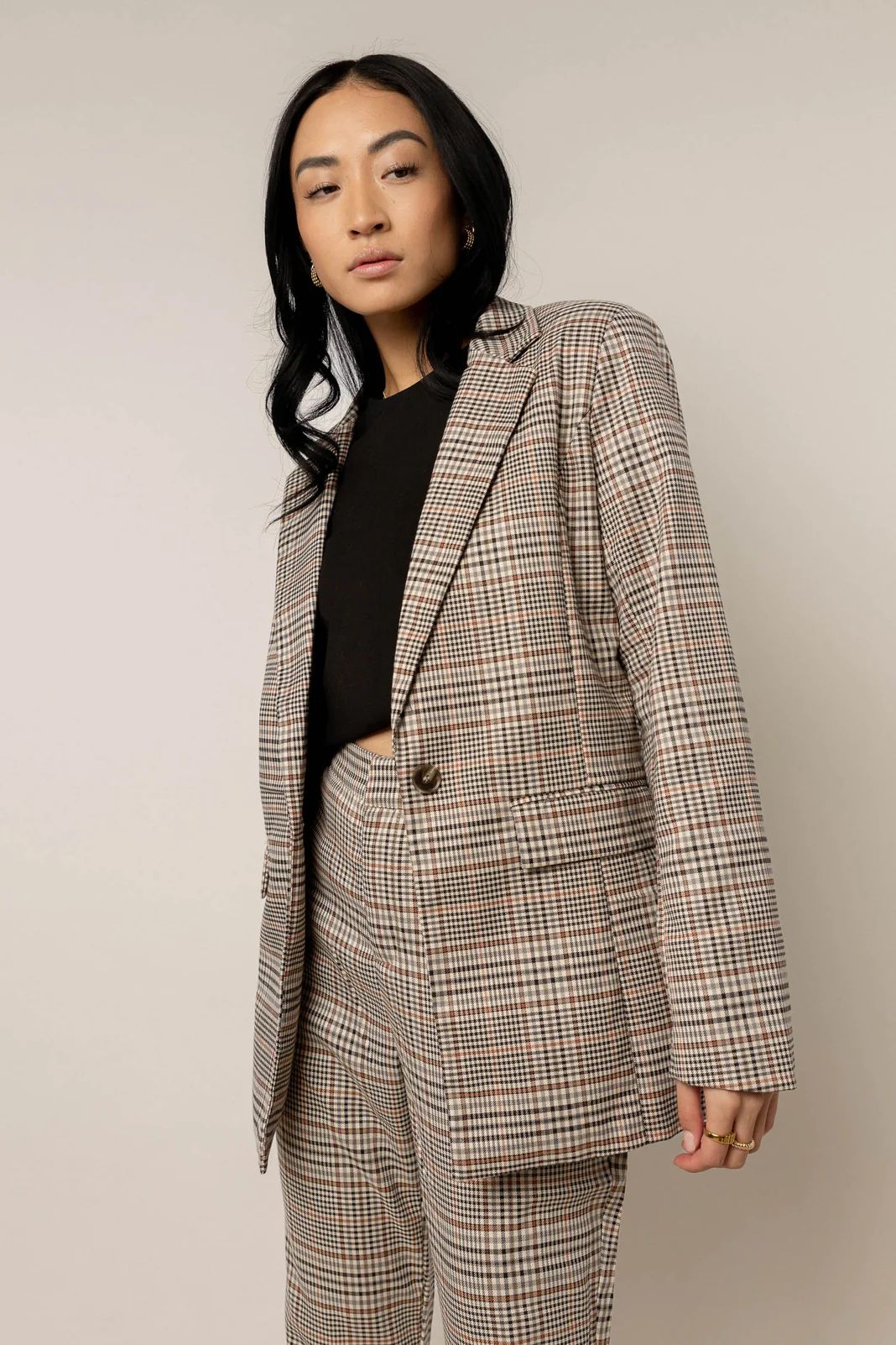 Hunter Plaid Blazer - M / Tan - böhme | Bohme