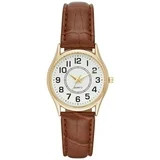 Time & Tru Women's Wristwatch: Gold Tone Case, Easy Read Dial with Embossed Faux Leather Strap (F... | Walmart (US)