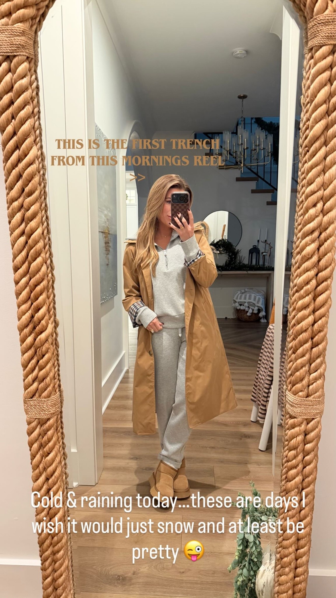 Cold & raining today…these are days I wish it would just snow and at least be pretty 😜 THIS IS THE FIRST TRENCH FROM THIS MORNINGS REEL >>