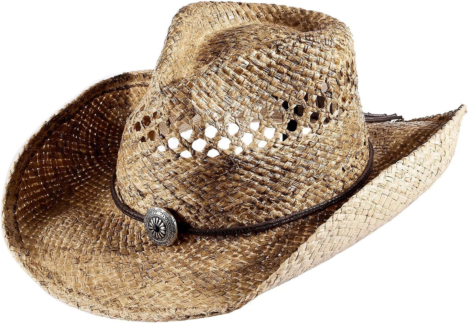 MIX BROWN Western Hats for Women Cowboy Outback Raffia Sun Hat Cowgirl Summer Beach Hats Shapeabl... | Amazon (US)