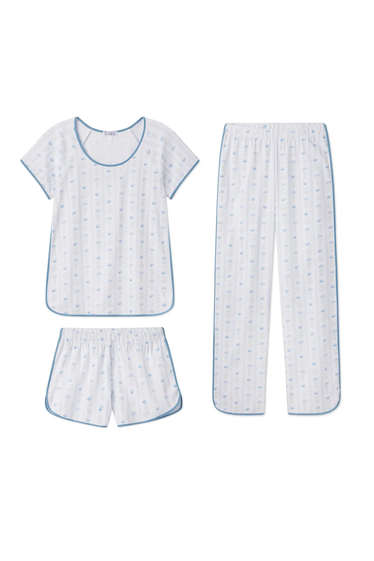 Pima Bundle in Serene Blue Watercolor Stems | Lake Pajamas