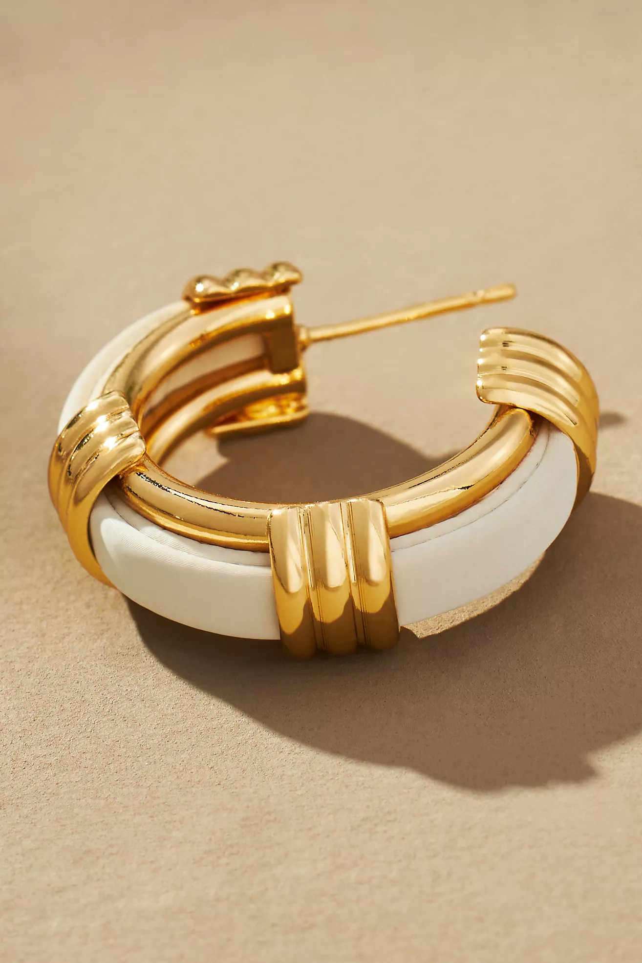 Leather Ribbed Hoop Earrings | Anthropologie (US)