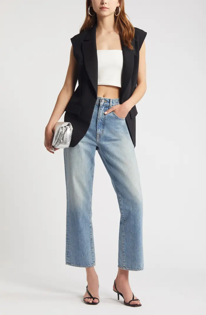 Open Edit Longline Raw Shoulder Vest | Nordstrom | Nordstrom