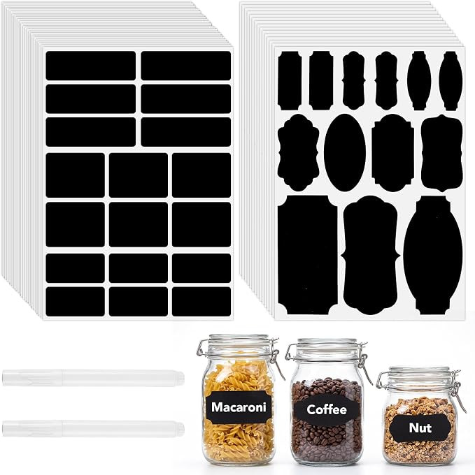 465Pcs Labels for Jars, for Storage Bins, for Food Containers Black Chalkboard Labels Waterproof ... | Amazon (US)