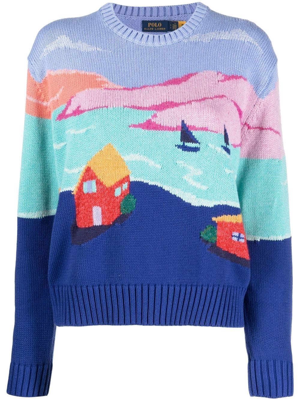graphic-print knitted jumper | Farfetch Global