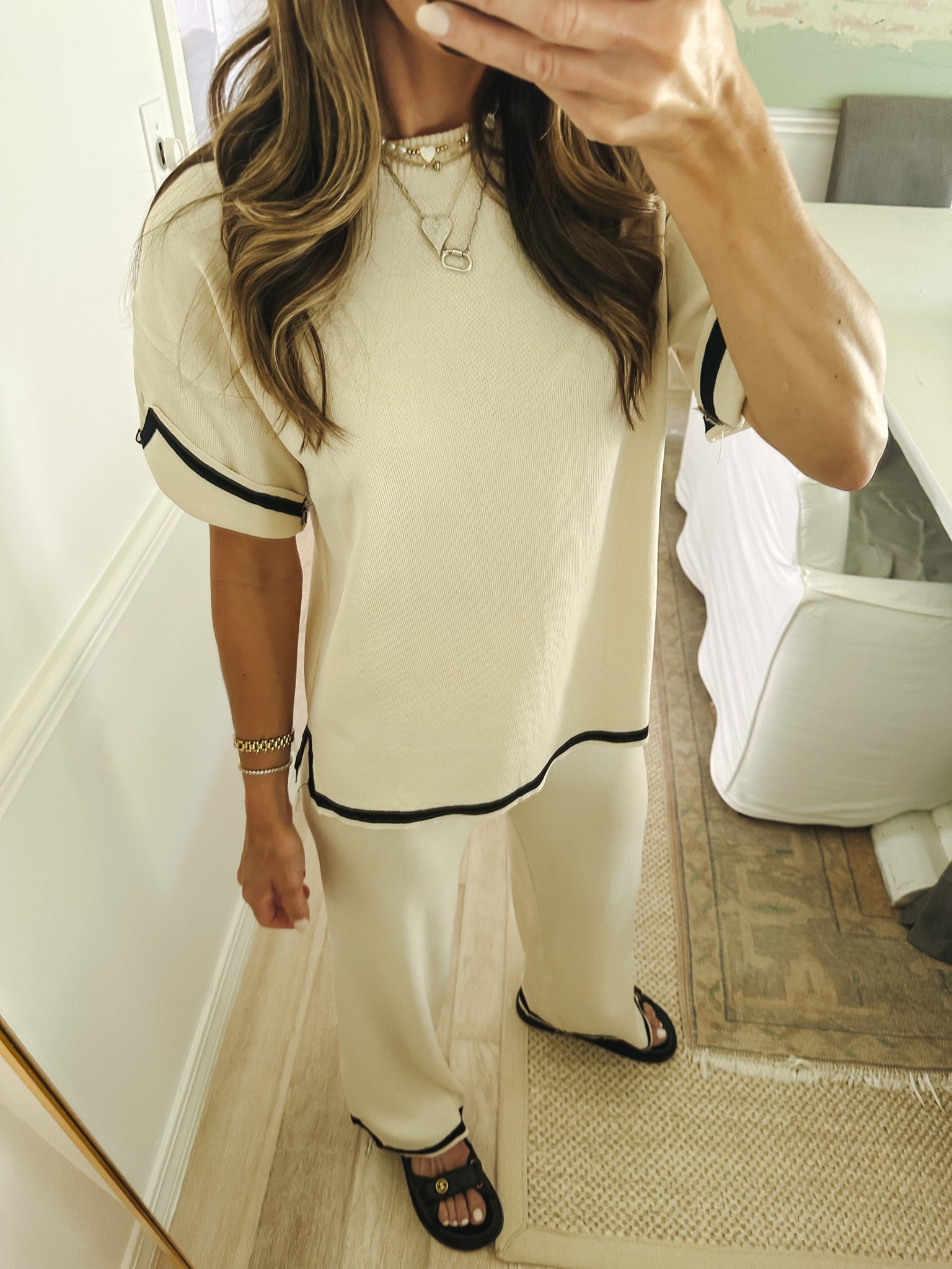 Amazon matching set under $40. So comfy. Wear for travel, school drop off, running errands, elevated work from home loungewear, etc. comes in other colors. Quality is 💯. Soft Mixed knit fabric. Would be great for college kids attending class also…cute with sneakers, slides, uggs. Wearing size small. I would say it’s tts bc I’m usually an xs & the small is just a tad big  

#LTKstyletip #LTKover40 #LTKunder50