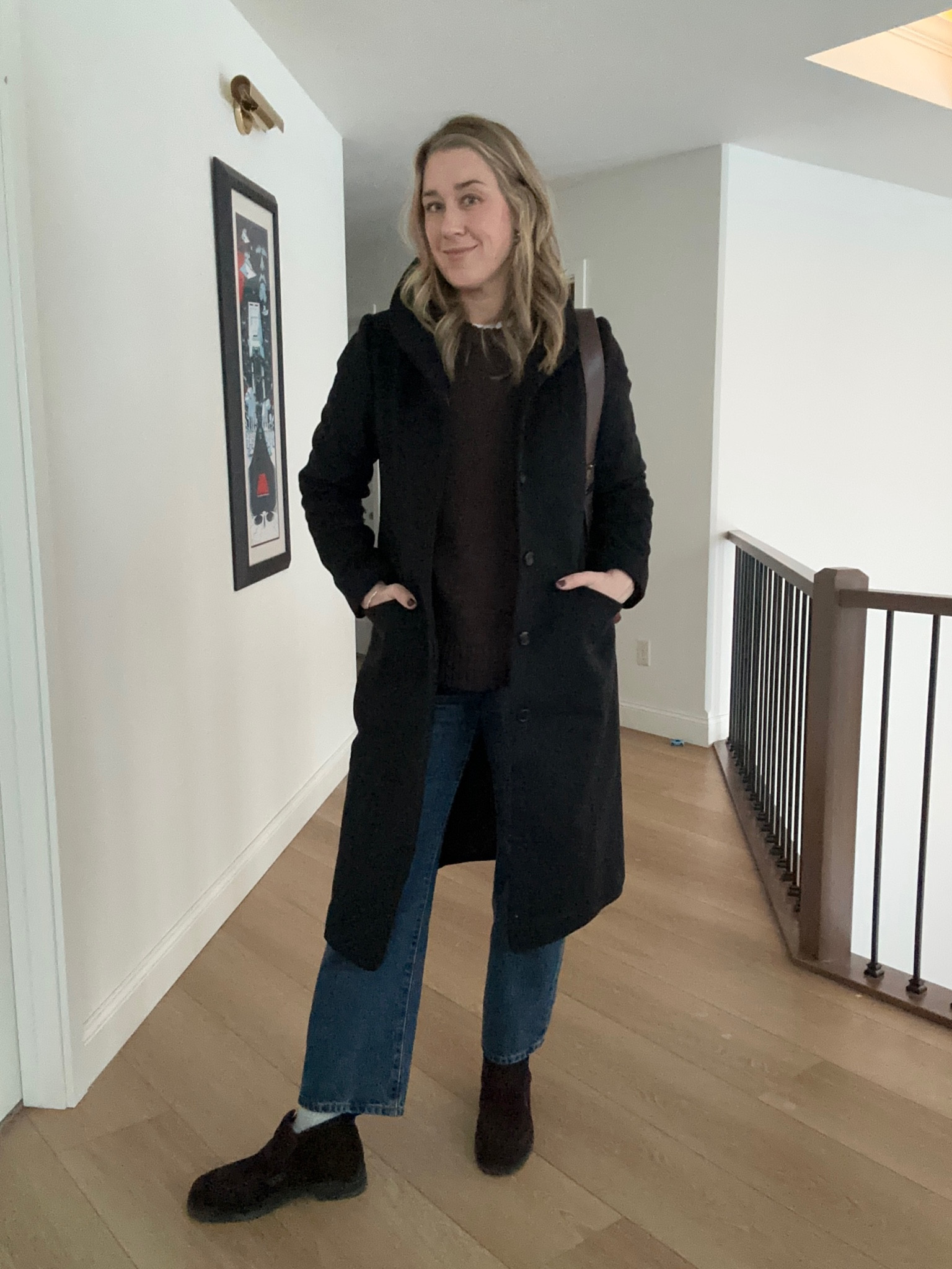 Brown and black for the win. Obsessing over my new cocoon coat from Quince. Such a great value, as always. 

My Madewell boots were sold out at one point so I tried to find them on other sites and tagged some similar options.

Everything is true to size. 

 #LTKootd #LTKSaleAlert #LTKMidsize