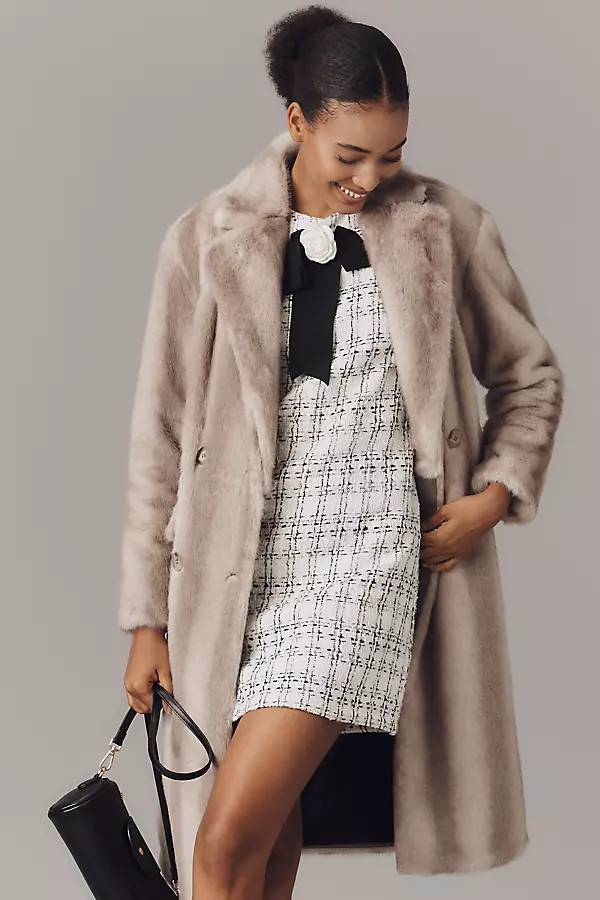 Mink Faux Fur Double-Breasted Coat Jacket | Anthropologie (US)