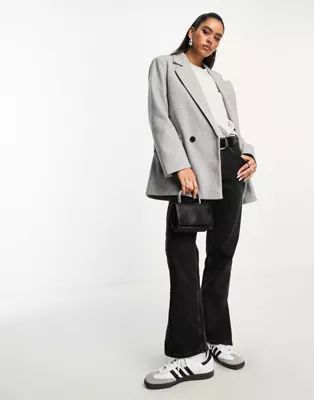 ASOS DESIGN double breasted blazer coat in grey | ASOS (Global)