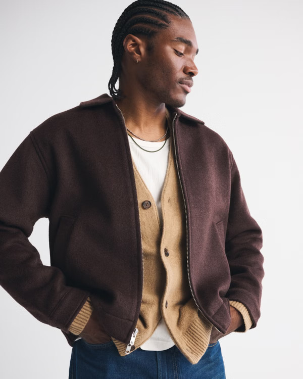 Wool-Blend Zip Jacket | Abercrombie & Fitch (US)