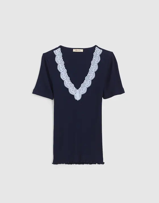 Lace-Trim V-Neck Top | Madewell