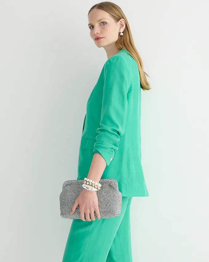 Portofino hand-knotted faux-raffia clutch in metallic | J. Crew US