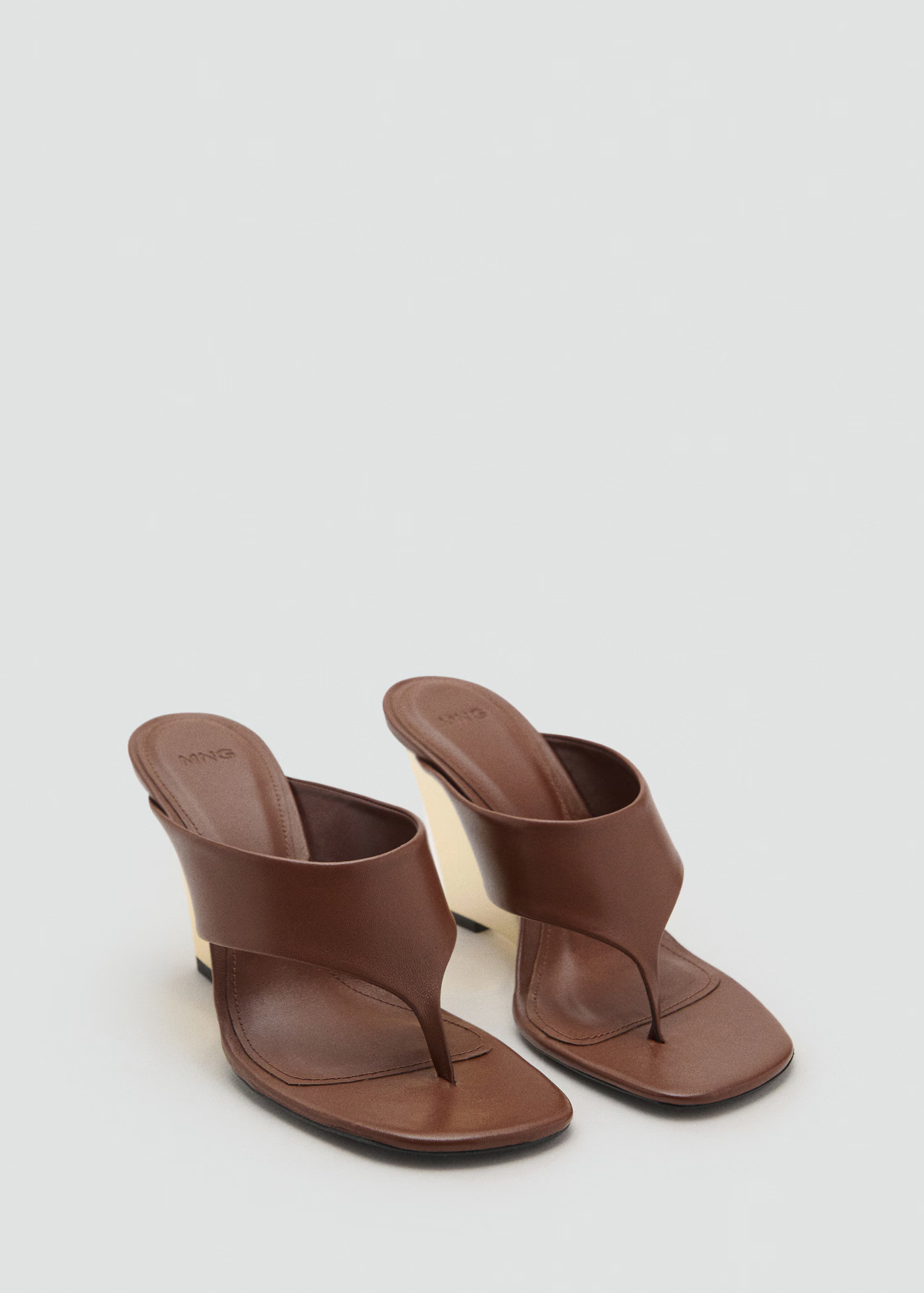 Contrast wedge leather sandal | MANGO (UK)