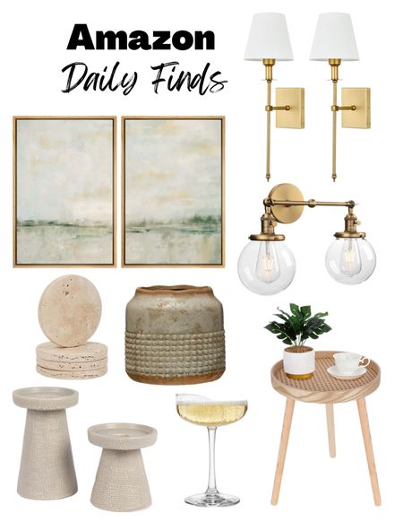 Amazon daily home finds
Home decor
Wall scone
Gold accents
 Coupe glasses
Stone pillars 
Planter
Wall art
Brass
Side table 

#LTKGiftGuide #LTKhome #LTKunder100