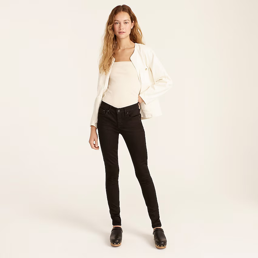Petite 8" stretchy toothpick jean in true black | J. Crew US