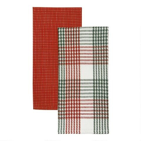 Holiday Houndstooth And Plaid Kitchen Towels 2 Pack | World Market