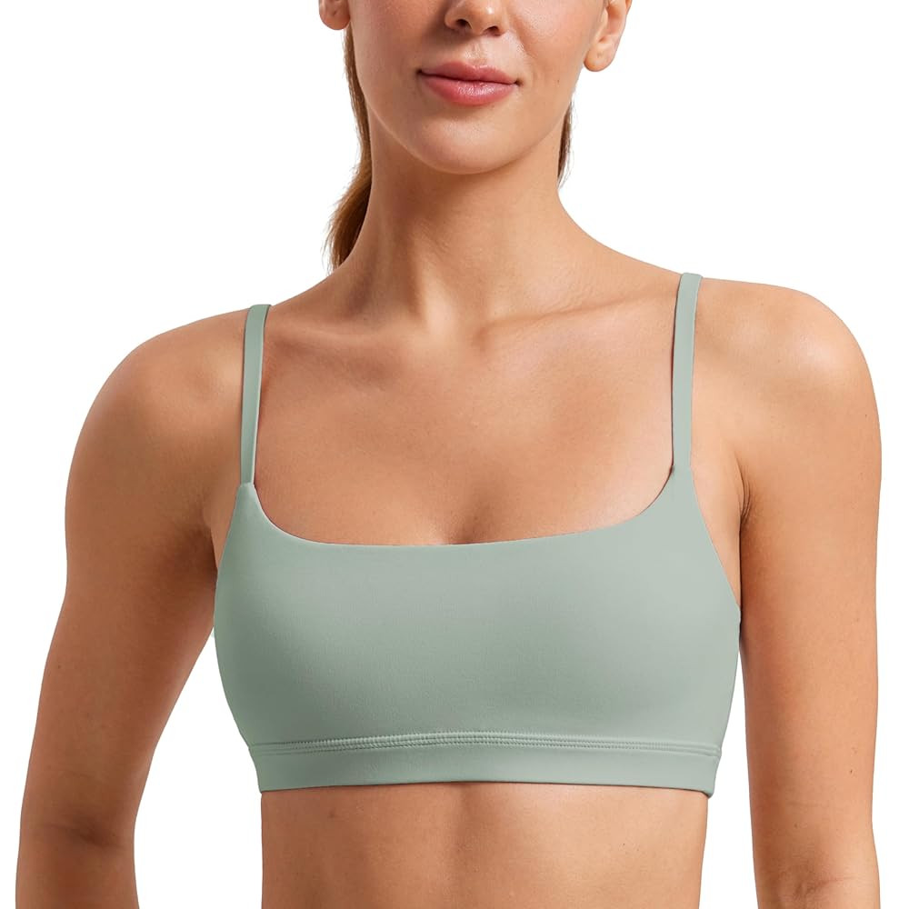 CRZ YOGA Womens Butterluxe Adjustable Spaghetti Strap Sports Bra - Scoop Neck Wireless Padded Yog... | Amazon (US)