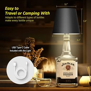 2025 New Wireless Bottle Lamp - LED Bottle Lights for Liquor & Wine Bottles, Cordless Lampshade, ... | Amazon (US)