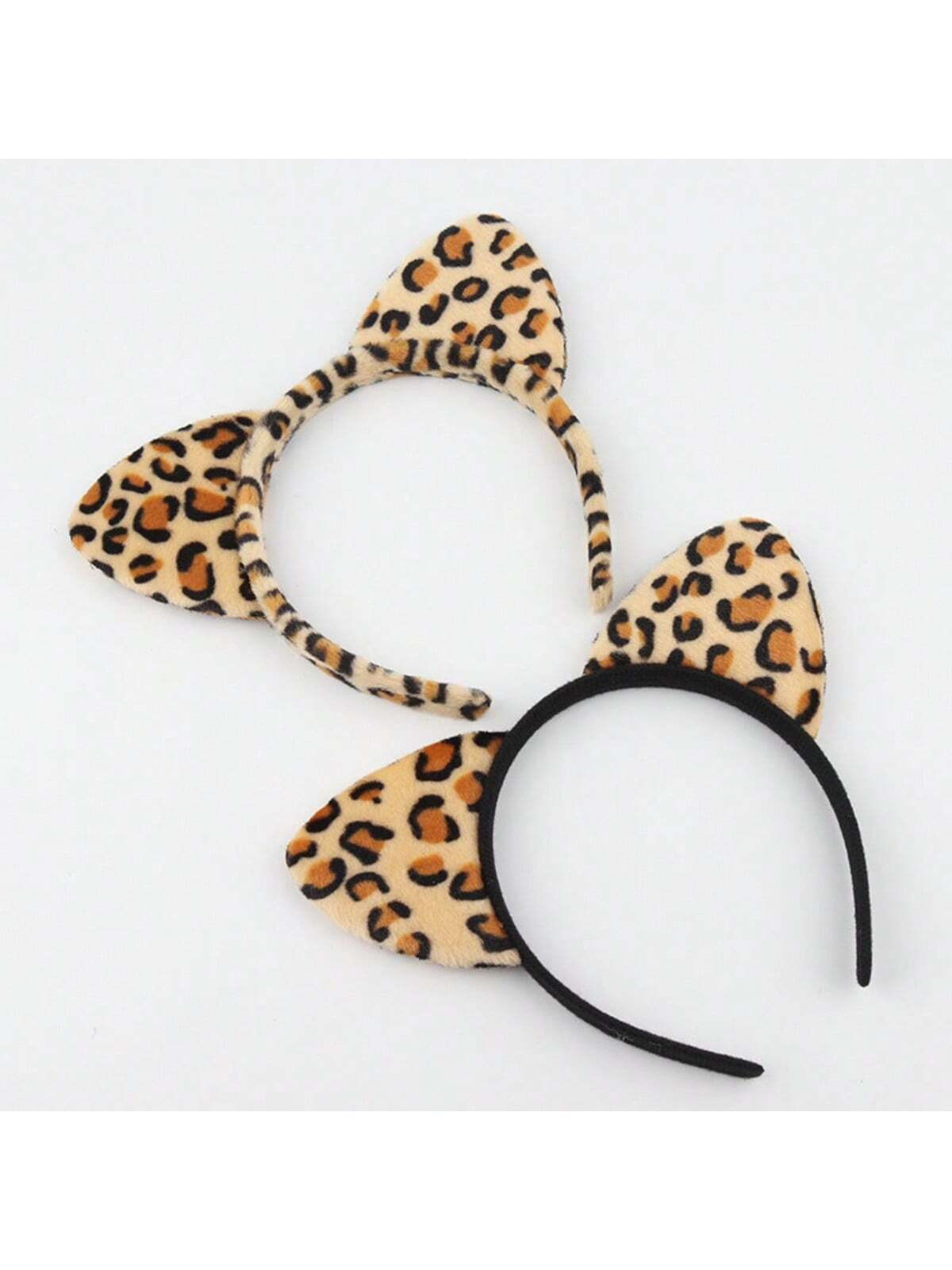 Trends1pc Leopard Print Plush Cat Ear Headband, Animal Ears Hair Hoop | SHEIN