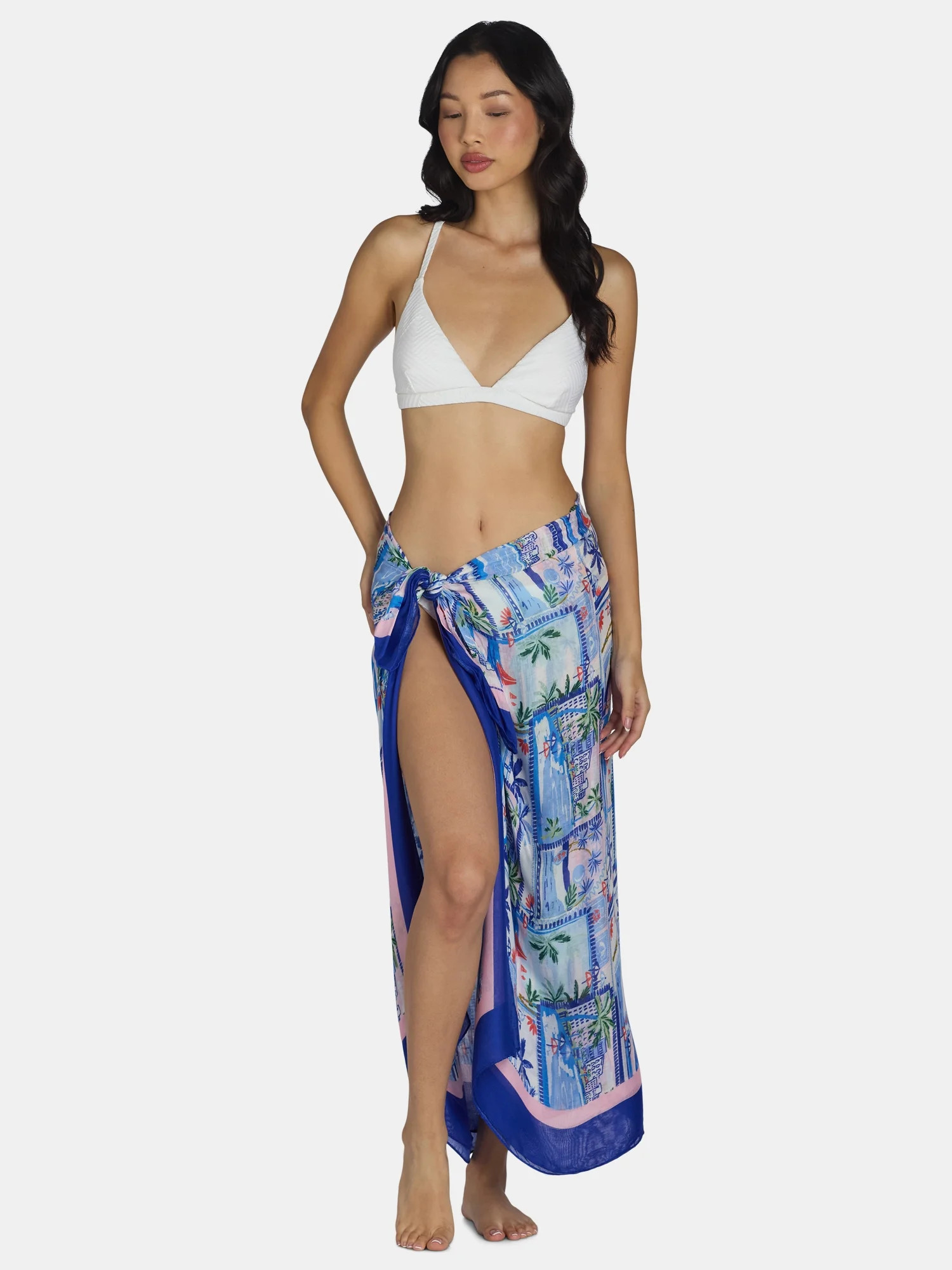 Time and Tru Women's Print Pareo, One Size, Paradise Blue | Walmart (US)