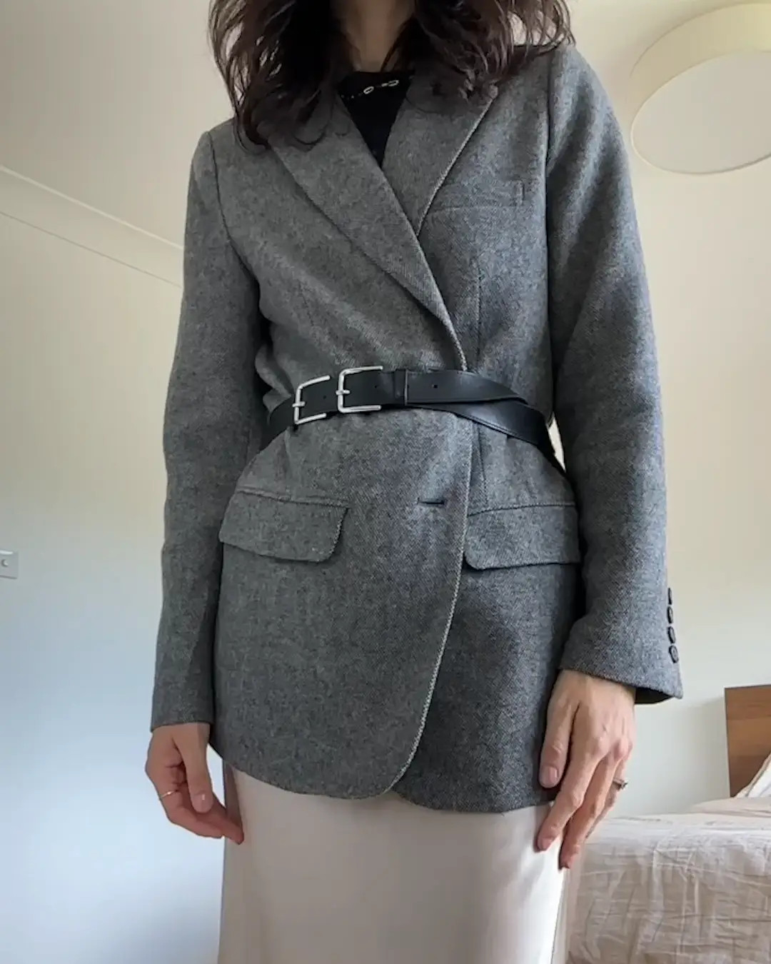 Italian Wool Oversized Blazer in Textured Brown | Quince