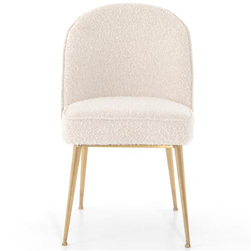 Leila Hollywood Regency Beige Upholstered Seat Gold Steel Dining Chair | Kathy Kuo Home
