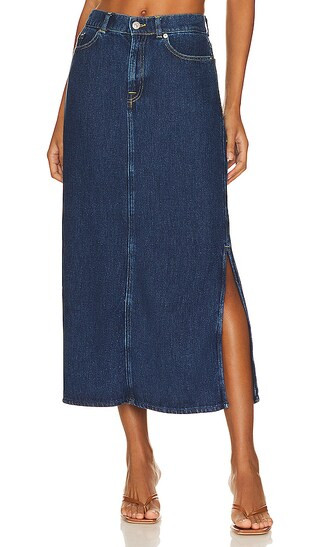 Maxi Denim Skirt in Blue Note | Revolve Clothing (Global)