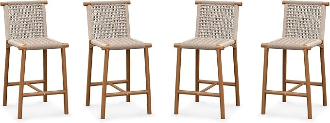 PURPLE LEAF Outdoor Bar Stools Set of 4 Aluminum Counter Height Wicker Stool with Back for Backya... | Amazon (US)